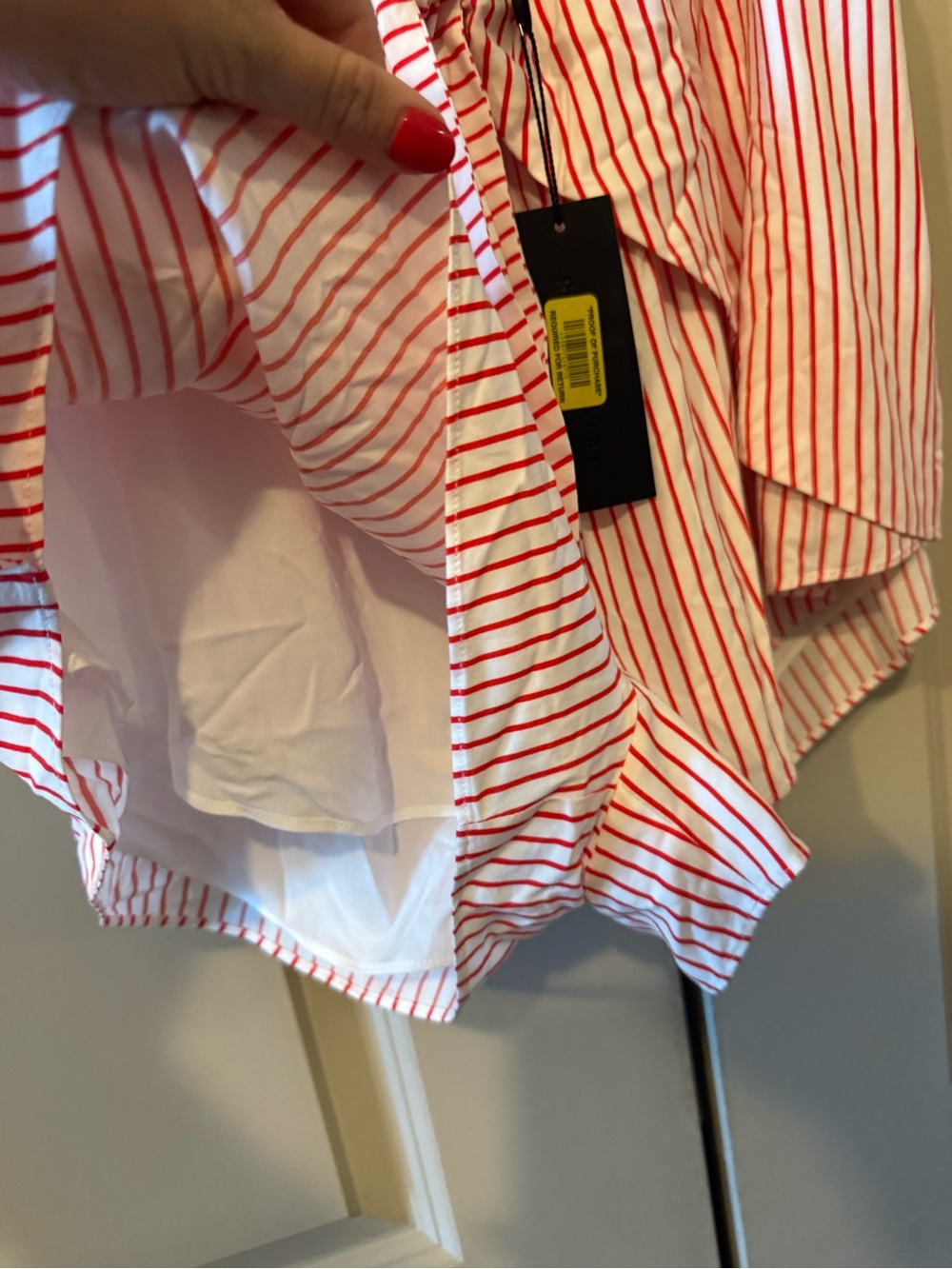 Gianni Bini Red & White Striped Tie-Front High Waist Shorts - Picture 5 of 5